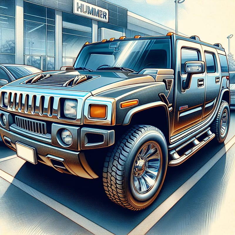 A HUMMER vehicle parked in a dealership lot, representing options for extending warranty coverage and renewal processes for owners.