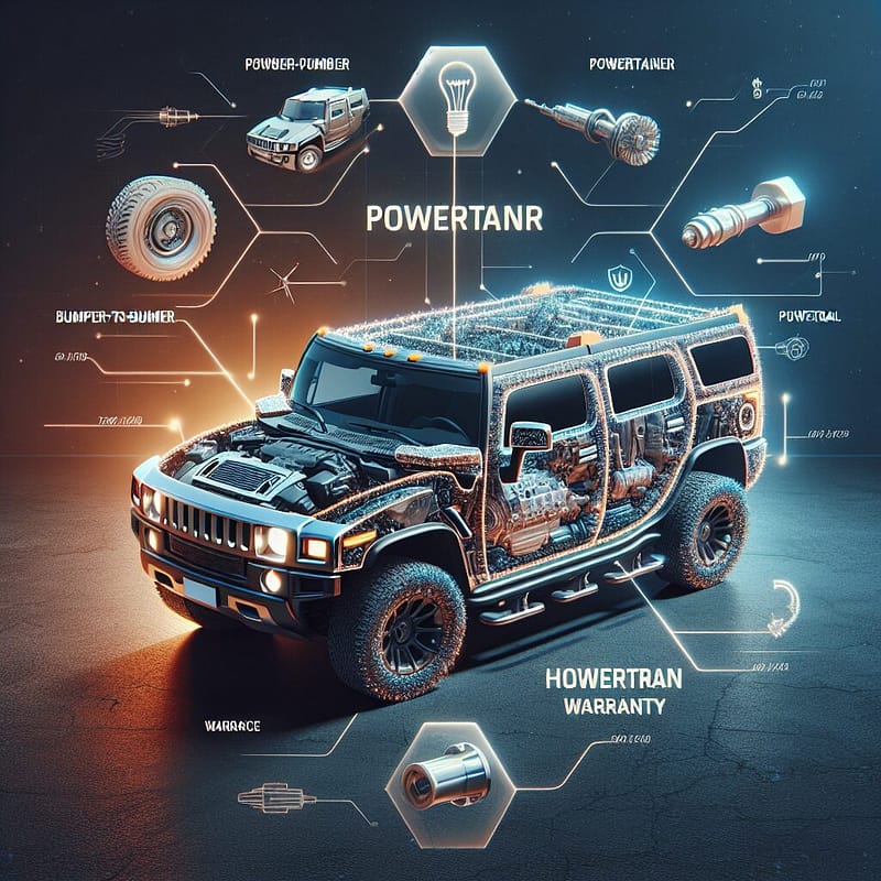 An illustration comparing HUMMER's powertrain and bumper-to-bumper warranty coverage.