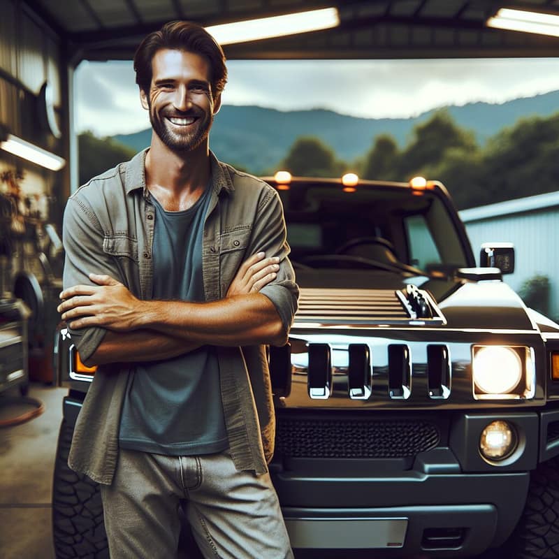 Happy Hummer owner with their well-maintained vehicle.