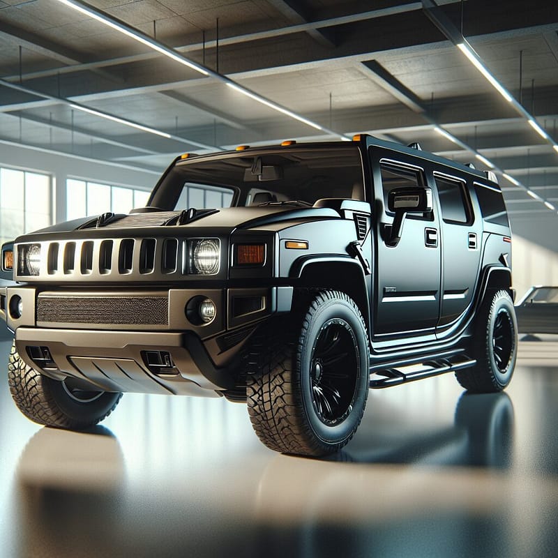 Hummer parked in a pristine garage, highlighting its robust design