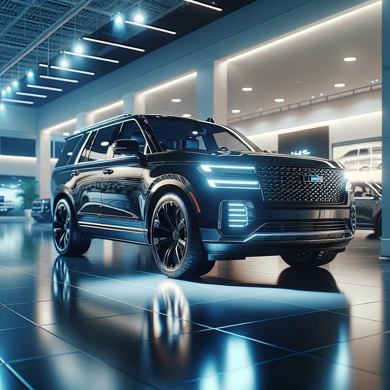 Hummer SUV showcased in a dealership setting