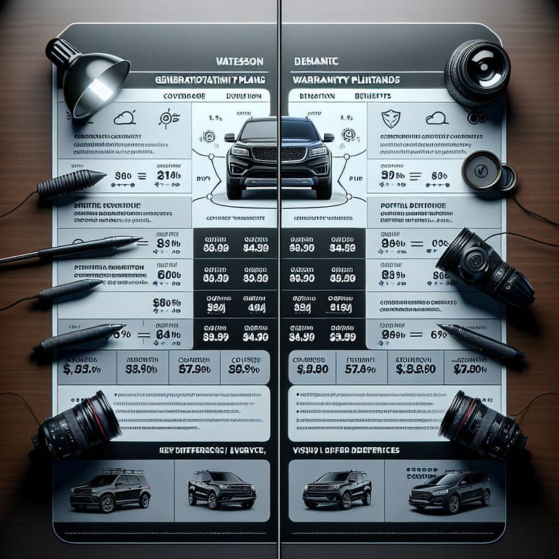 Comparison table of two Hummer warranty plans with key differences