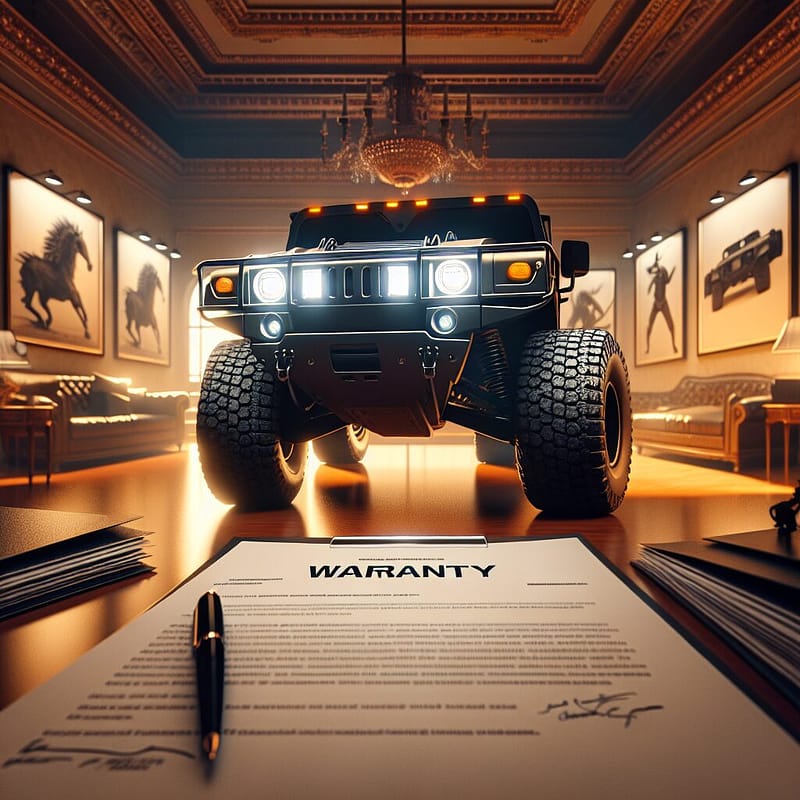 Hummer vehicle with extended warranty documents in the background