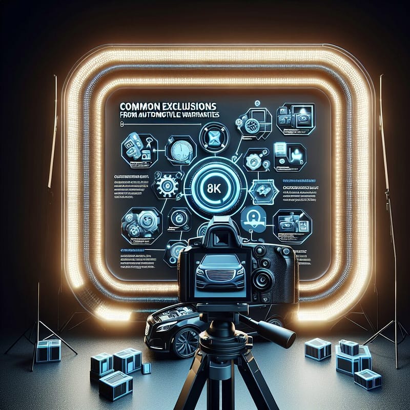 Infographic showing common automotive warranty exclusions.