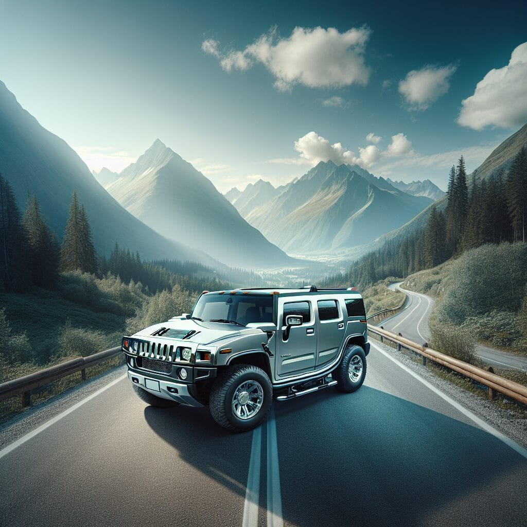 A silver Hummer parked on a scenic mountain road under a clear blue sky, symbolizing reliability and adventure, reflecting the theme of comprehensive extended warranty coverage.
