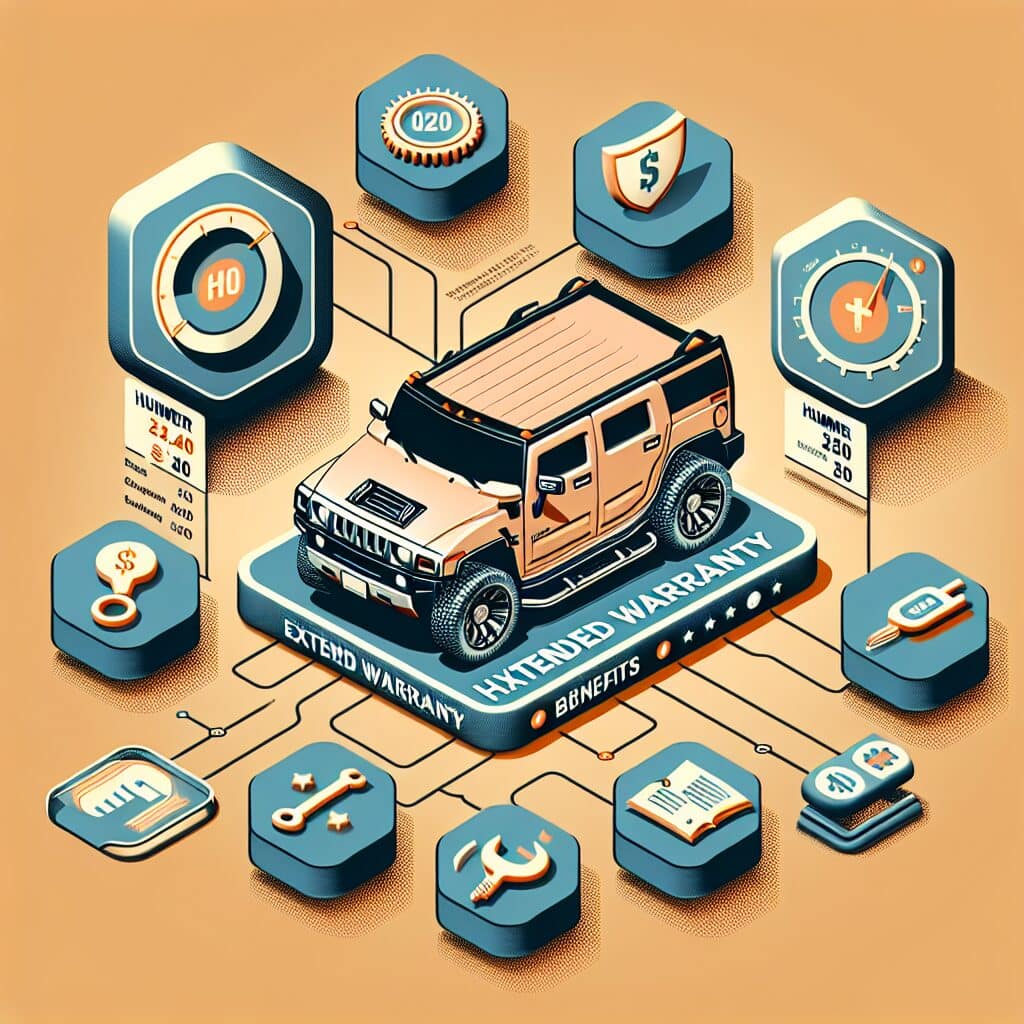 Visual guide illustrating various Hummer extended warranty options, highlighting coverage details, benefits, costs, and tips for selecting the right plan.